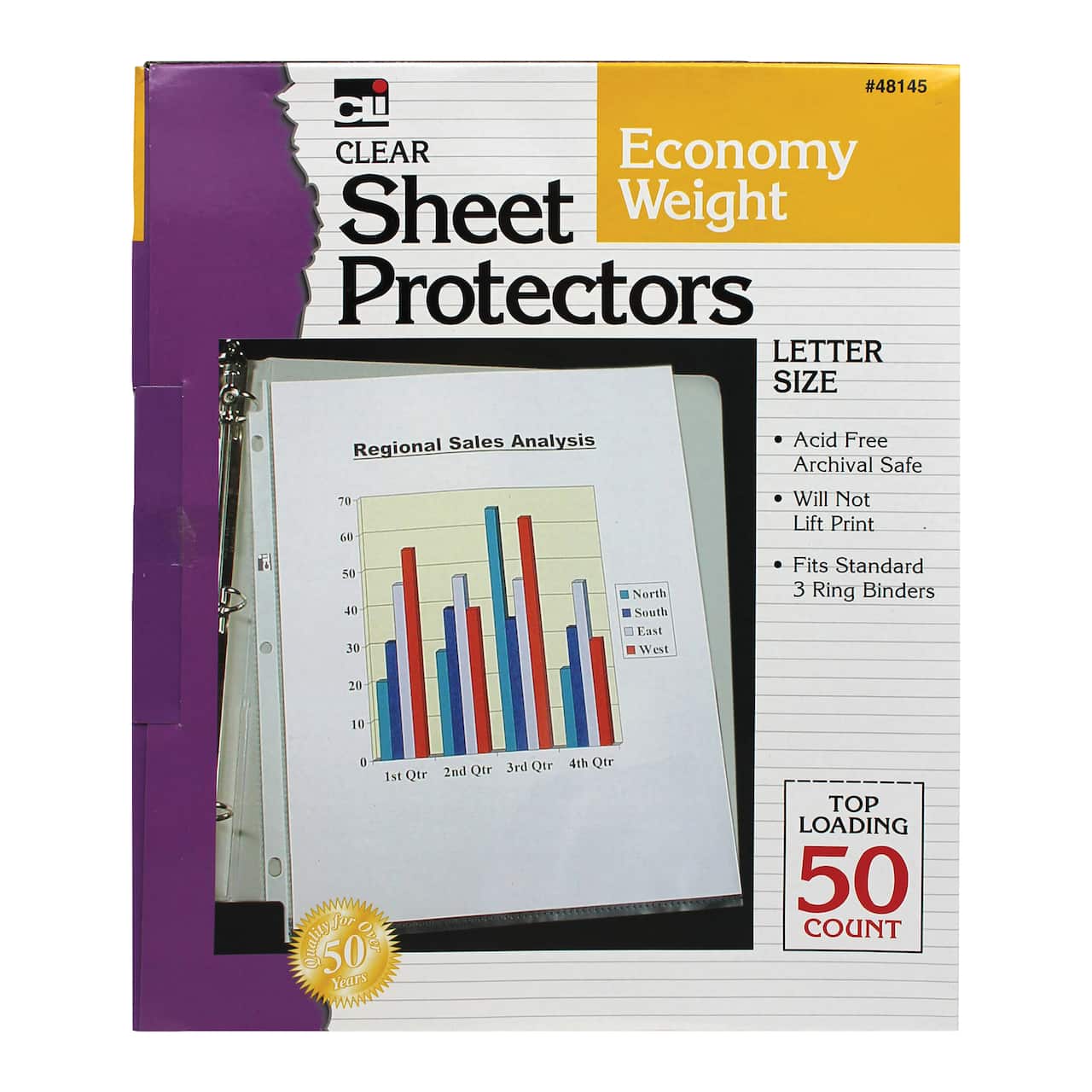 Charles Leonard Clear Top Loading Sheet Protectors, 5 Packs of 50